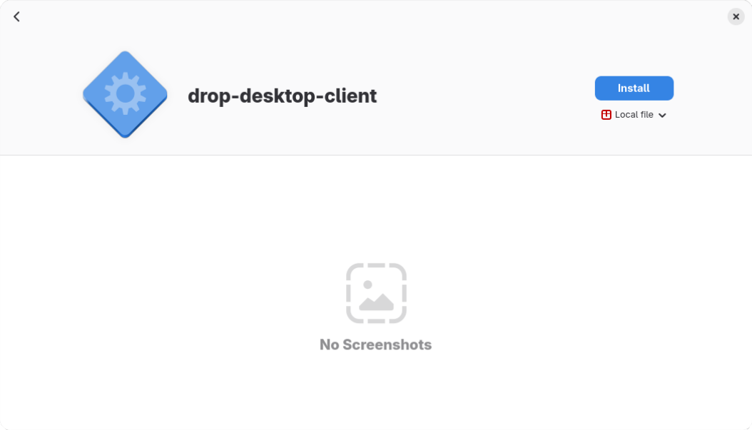 Installing drop-app on the Fedora Software app